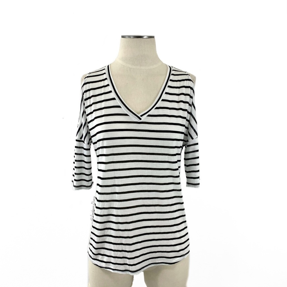 Stateside- White w/Black Stripe Tee XS